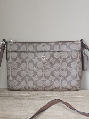 Coach Monogram Crossbody in Taupe/Brown